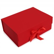 Pudełko Prezentowe Czerwone Składane z Kokardą Średnie 29×22×10,5cm