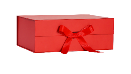 Pudełko Prezentowe Czerwone Składane z Kokardą Małe 22×16×8,5cm