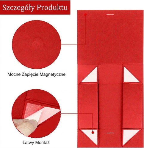 Pudełko Prezentowe Czerwone Składane z Kokardą Małe 22×16×8,5cm