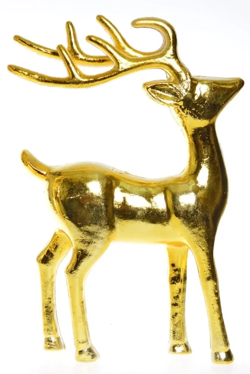 FIGURKA ZŁOTY RENIFER STOJĄCY 20,7X7X31 CM OZDOBA PREZENT