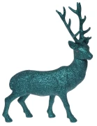 FIGURKA BROKATOWY ZIELONY RENIFER STOJĄCY 29X7X40 CM OZDOBA PREZENT
