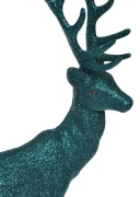 FIGURKA BROKATOWY ZIELONY RENIFER STOJĄCY 29X7X40 CM OZDOBA PREZENT