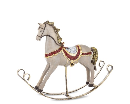 Figurka Dekoracyjna Koń na Biegunach Świąteczny Retro 22,5 cm
