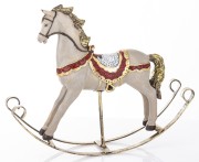 Figurka Dekoracyjna Koń na Biegunach Świąteczny Retro 22,5 cm