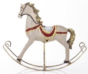 Figurka Dekoracyjna Koń na Biegunach Świąteczny Retro 22,5 cm