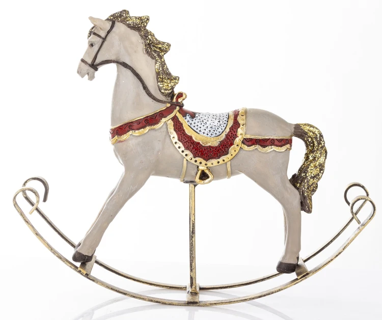 Figurka Dekoracyjna Koń na Biegunach Świąteczny Retro 22,5 cm