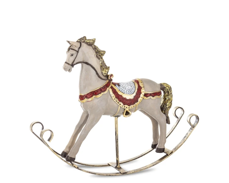 Figurka Dekoracyjna Koń na Biegunach Świąteczny Retro 22,5 cm
