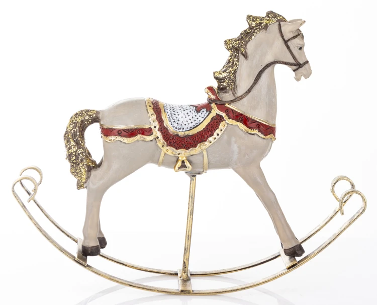 Figurka Dekoracyjna Koń na Biegunach Świąteczny Retro 22,5 cm
