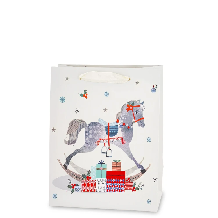 Torebka Papierowa Upominkowa Świąteczna Konik na Biegunach 23x18x10