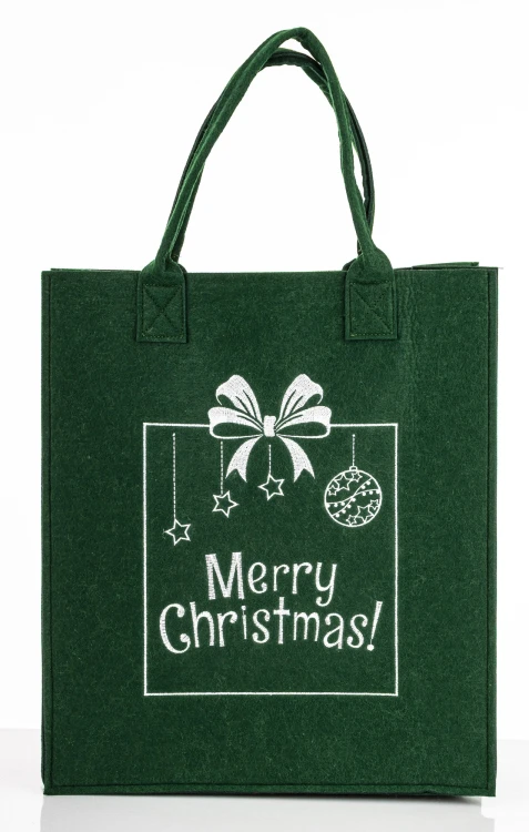 Torba Filcowa Prezentowa Świąteczna Zielona Merry Christmas 57 cm