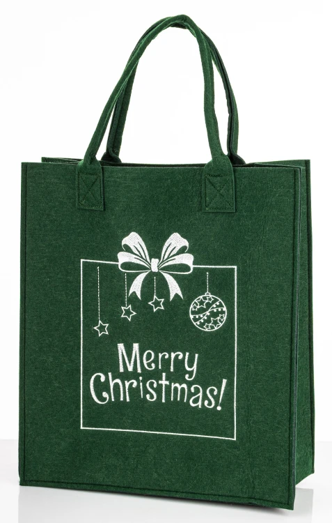 Torba Filcowa Prezentowa Świąteczna Zielona Merry Christmas 57 cm