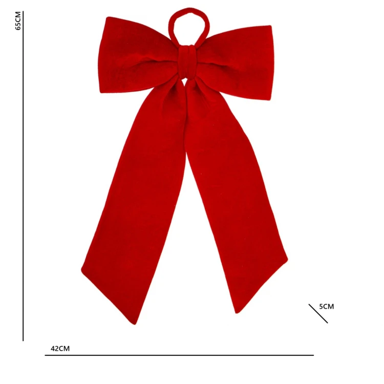 Kokarda Dekoracyjna Welurowa Czerwona MAXI DUŻA 70 cm